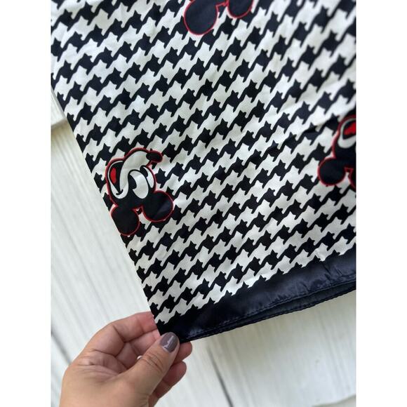 Disney‎ Mickey Mouse Houndstooth Black White Scarf Handkerchief Authentic - Picture 4 of 6